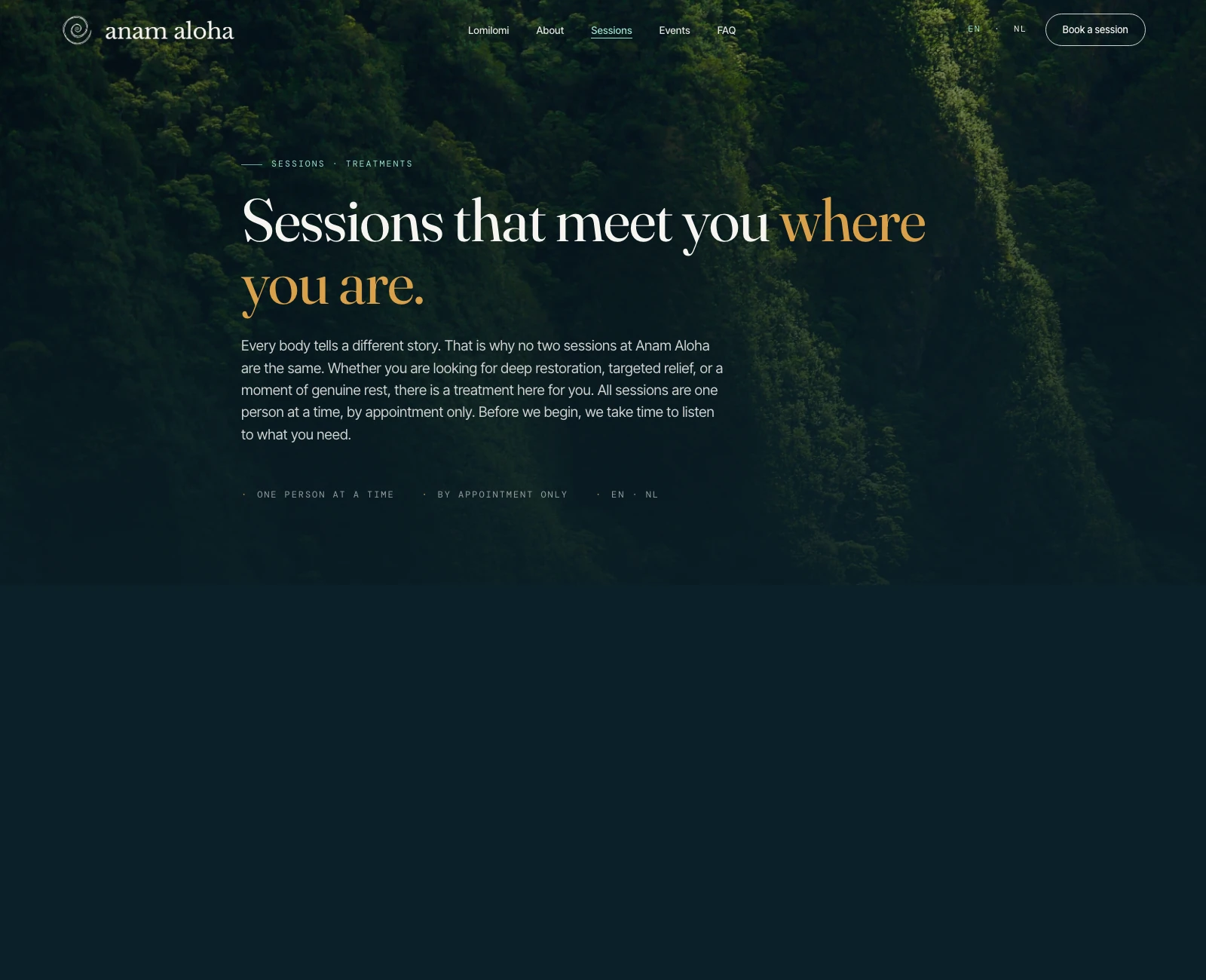 anam aloha: sessions menu